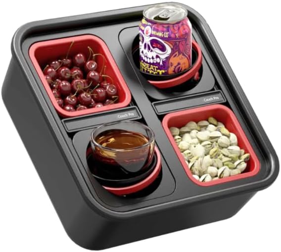 2 Pack Couch KIT SELF Balancing Console Outdoor Indoor Cup Holder Original Tray - Drinks & Snacks Sofa Caddy, Table with Storage and Organizer - for Living Rooms, RV, and Cars, Black, for Gift