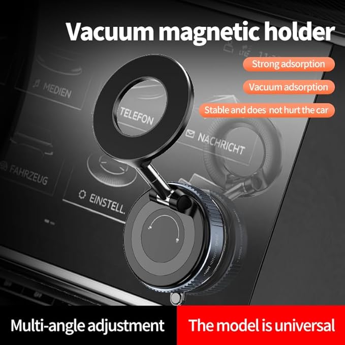 Vacuum Suction Cup Phone Mount - 360° Adjustable, Magsafe Compatible Magnetic Phone Holder | Universal, Pocket Size, Portable Foldable Cell Phone Holders for Car, Dashboard, Windshield