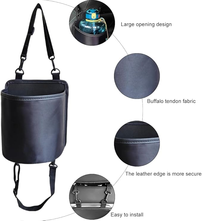Car Seat Side Large Cup Holder, Waterproof Car Cup Holder Hanging Storage Bag for Drink, Water Bottle Holder Bag, Multi Functional Car Seat Side Organizer,Universal Car Essentials