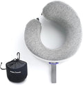 C CUSHION LAB Travel Pillow, Award-Winning Patented Ergonomic Design for Chin & Neck Support Memory Foam Neck Pillow, Compact Airplane Pillow for Traveling, Flight, Car (Gray, Large)
