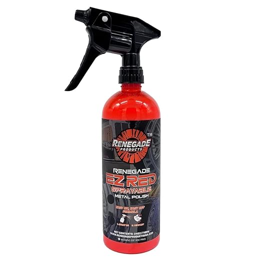 Renegade Products USA - EZ Red Sprayable Metal Polish & Cleaner for Chrome, Aluminum, and Stainless Steel | High-Gloss Shine & Protection | 24oz