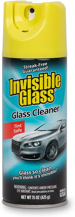 Invisible Glass 91163 Premium Aerosol Glass Cleaner Spray for Car Windshields and Windows, Automotive and Home Window Cleaner, Streak-Free, Ammonia-Free, Tint-Safe – 15 oz