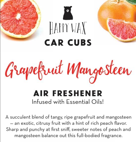 Happy Wax Hanging Car Air Freshener - Scented Car Freshener Infused w/Natural Essential Oils - Best Sellers 4-Pack (Calming Lavender, Vanilla Sandlewood, Grapefruit Mangosteen & Citrus Mandarin)