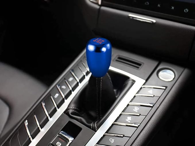 Lunsom 5 Speed Shifter Knob, Aluminium Alloy Gear Shifter Stick Handle Manual Shifting Lever Head Fit Most Auto Manual Transmissions (Blue)