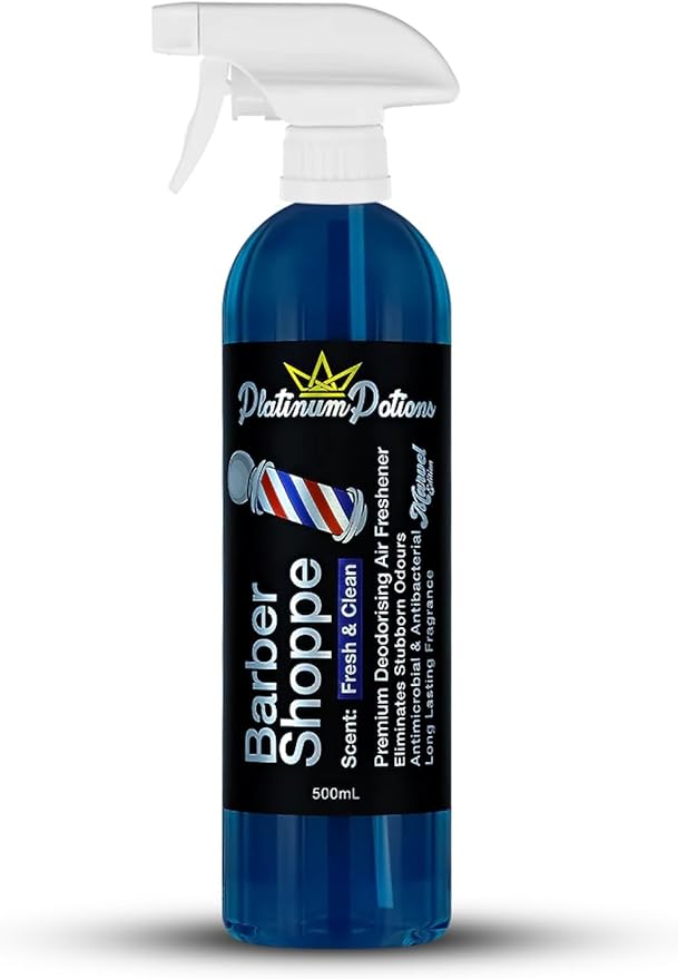 Water-Based Car Air Freshener Spray | Luxury Automotive Deodorizer | Mold-Resistant Formula | Eliminates Odors and Refreshes Vehicle Interior | 17 fl oz | Barber Shoppe