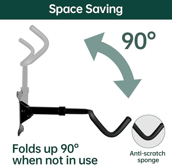 Black Bike Wall Mount Hanger Adjustable Space Saving Horizontal Bicycle Rack for Mountain Road Bikes Solid Home Garage Storage Cycling Holder Hook