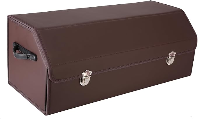 Trunk Organizer for Car, SUV Trunk Organizer Leather Storage, Cargo Box-Automotive Consoles Organizers-Multi-Compartment Adjustable Auto Grocery Home Storage Box
