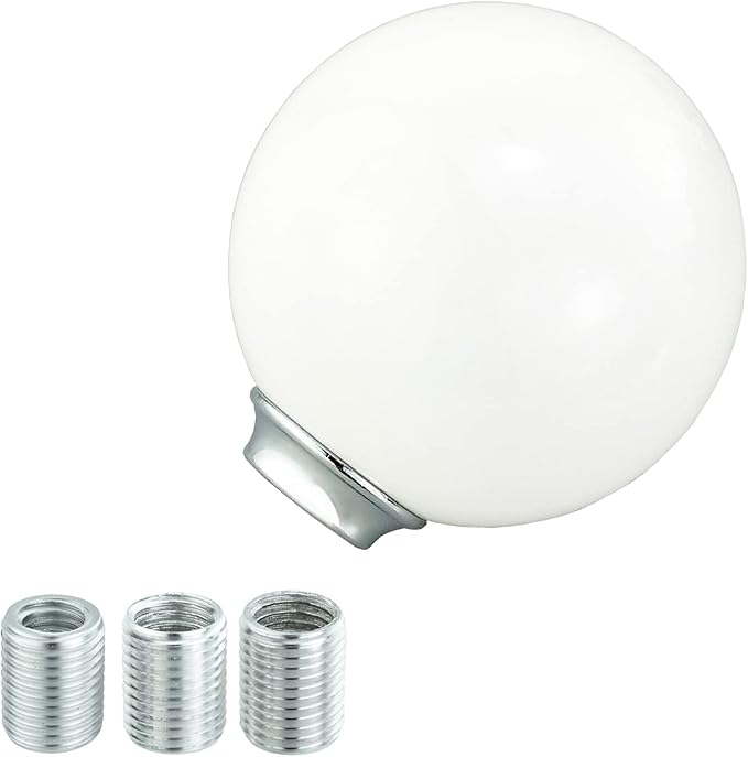 Lunsom Round Shift Knob, Ball Shape Gear Shifter Lever Head Shift Ball Car Stick Handle Fit Most Automatic Manual Transmission Vehicle (M8x1.25, White)
