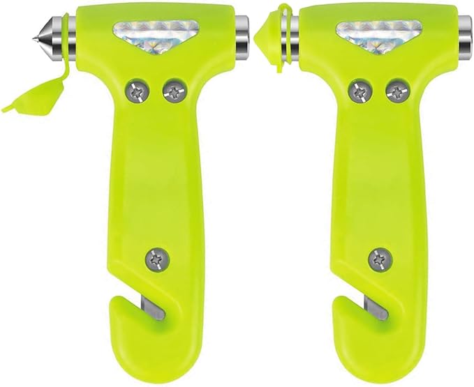 2-Pack Car Safety Hammer Seatbelt Cutter, Auto Emergency Escape Hammer with Window Glass Breaker and Seat Belt Cutter, Striking Red Escape Tool for Car Accidents