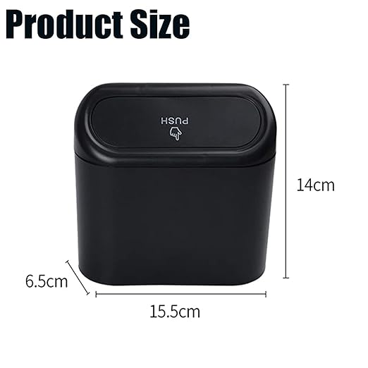 Car Trash Can with Lid, Mini Universal Vehicle Mini Leakproof Garbage Can Bin with 30pcs Trash Bags，Waterproof Car Bin for Front Back Seat Accessories for Auto Office Home(Black)