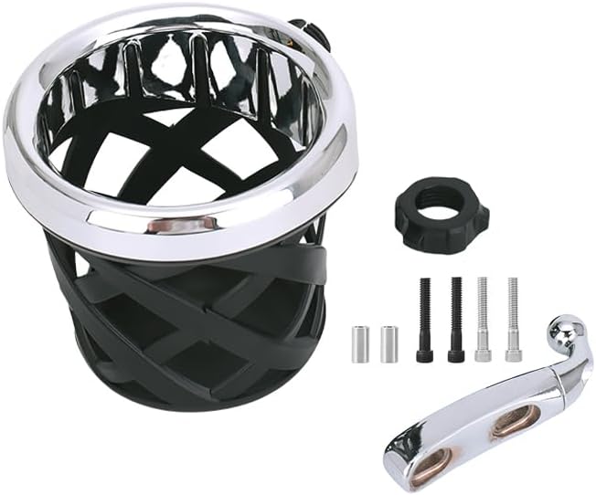 Motorcycle Cup Holder for Harley Davidson Road Glide Limited, Mesh Basket Drink Water Bottle Holder for Honda Gold Wing GL 1800 (Silver)