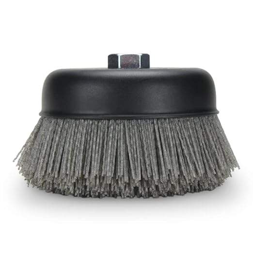 BHA 6" Abrasive Filament Nylon Bristle Cup Brush, 5/8"-11 Thread Arbor - Gray (80 Grit)