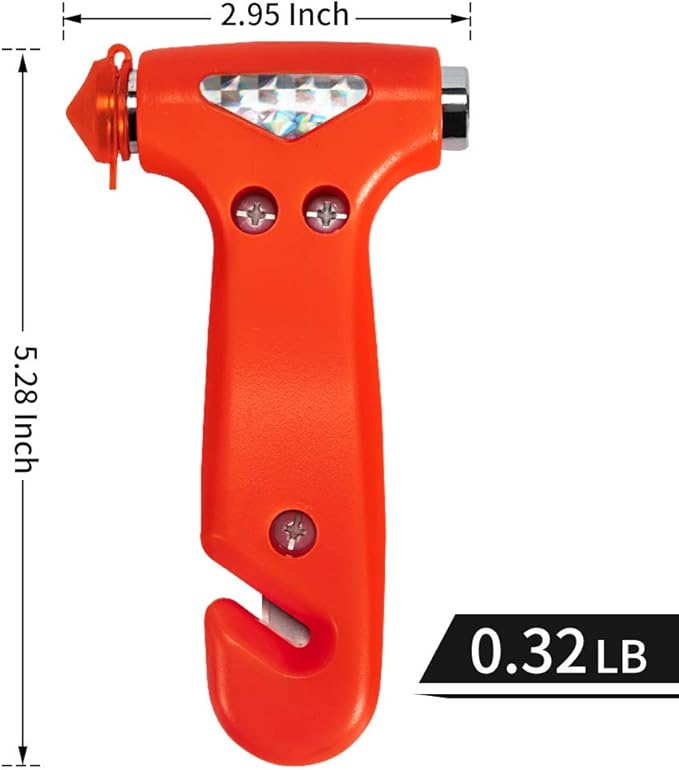 4-Pack Car Safety Hammer, Auto Emergency Escape Hammer with Window Breaker and Seat Belt Cutter, Striking Red Emergency Escape Tool for Car Accidents