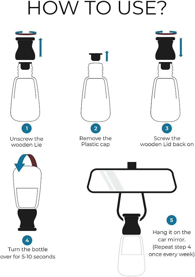 Evair Pack of 2 Hanging Car Air Freshener (Black Amber + Ocean Rush), Car Accessories Interior, Car Perfume Aroma with Essential Oils Fragrance in Glass Bottle with Wooden Diffuser Lid (3ml Each)