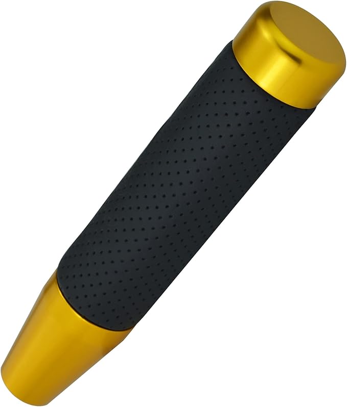 Lunsom Weighted Shifter Knob, Leather Aluminum Alloy Long Shift Stick Handle Shifting Lever Head Fit for Most Manual Transmission Vehicle (Gold)