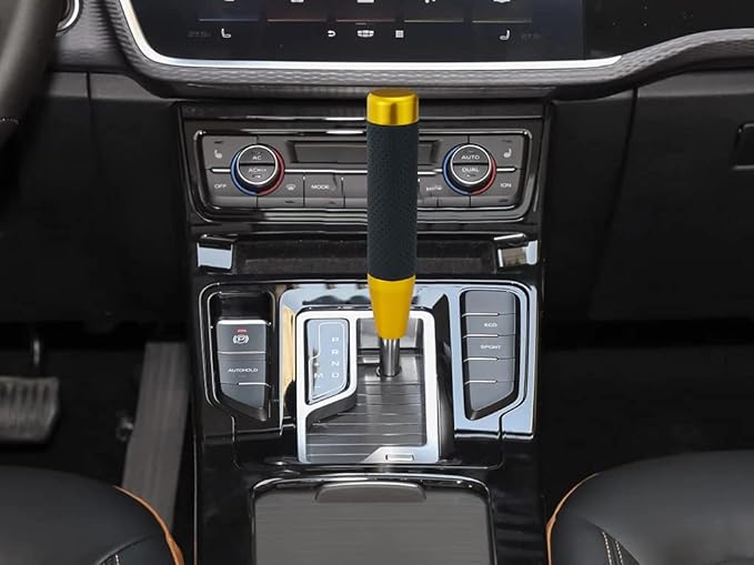 Lunsom Weighted Shifter Knob, Leather Aluminum Alloy Long Shift Stick Handle Shifting Lever Head Fit for Most Manual Transmission Vehicle (Gold)