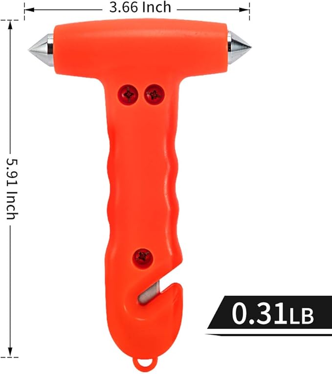 Car Safety Hammer 2-Pack, Auto Emergency Escape Hammer with Window Breaker and Seat Belt Cutter, Striking Red Emergency Escape Tool for Car Accidents
