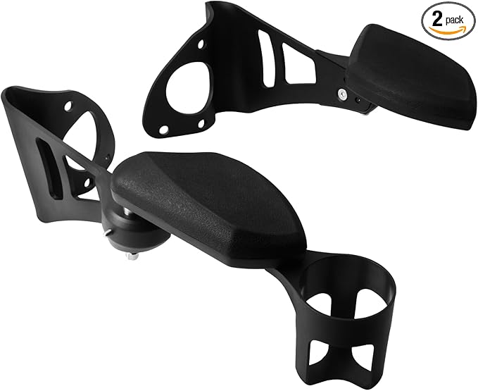 Adjustable Passenger Armrests with Cup Holder for Motorcycle Accessory Compatible with Harley Touring Electra Glide Road Glide Ultra Tri Glide 2014-2024 (Black)