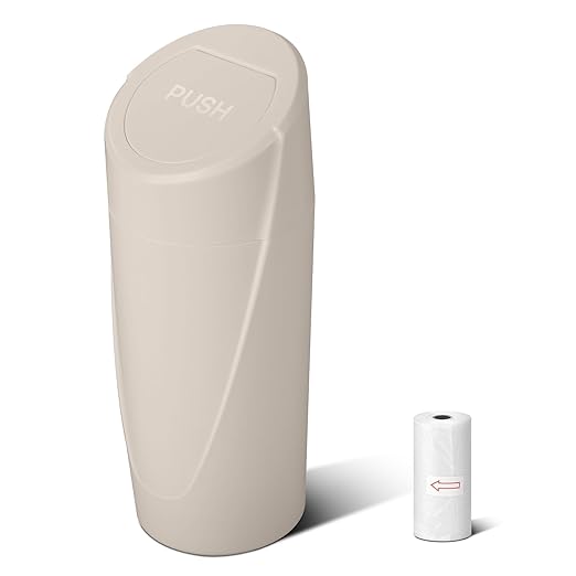 Car Trash Can Bin with Lid - Car Garbage Can Cup Holder - Light Beige Mini Leakproof Vehicle Garbage Bin with 40pcs Trash Bags-Automotive Organizers and Storage for Front Back Seat Accessories