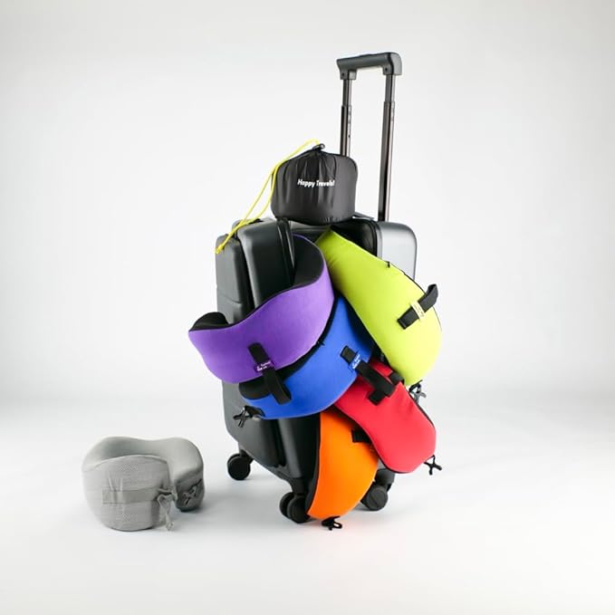 C CUSHION LAB Travel Pillow, Award-Winning Patented Ergonomic Design for Chin & Neck Support Memory Foam Neck Pillow, Compact Airplane Pillow for Traveling, Flight, Car (Hunter Green, Large)