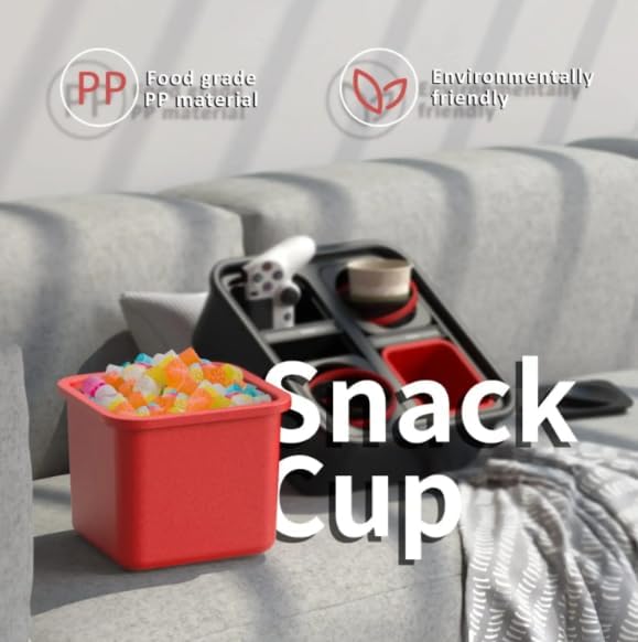 Couch KIT SELF Balancing Console Outdoor Indoor Cup Holder Original Tray - Drinks & Snacks Sofa Caddy, Table with Storage and Organizer - for Living Rooms, RV, and Cars, Black, for Gift (1)