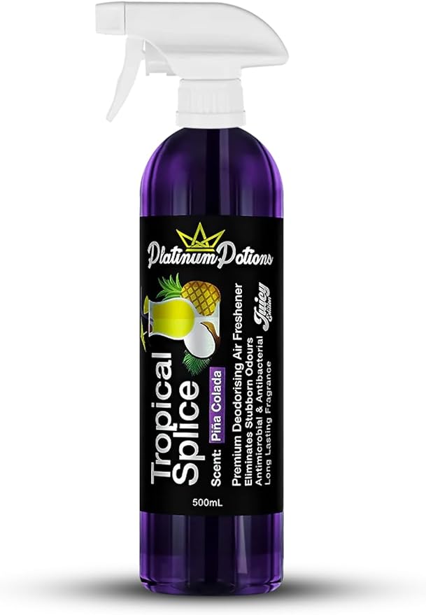 Water-Based Car Air Freshener Spray | Luxury Automotive Deodorizer | Mold-Resistant Formula | Eliminates Odors and Refreshes Vehicle Interior | 17 fl oz | Tropical Splice
