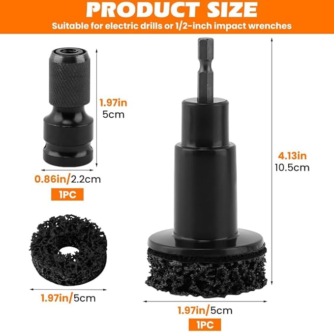 10PC Wheel Hub Cleaning Tool，Brake Hub Cleaning Kit Includes 8 Pads、Holder and Adapter，Fits 1/2” Wrenches or Electric Drill, Automotive Maintenance Tool (ABS Plastic)