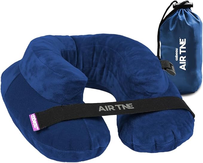 Cabeau Inflatable Travel Pillow – Air TNE – Adjustable, Lightweight, and Supportive for Sleeping on Airplanes, Trains, and Cars– Customized Fit and Compact Carrying Case (Royal Blue)