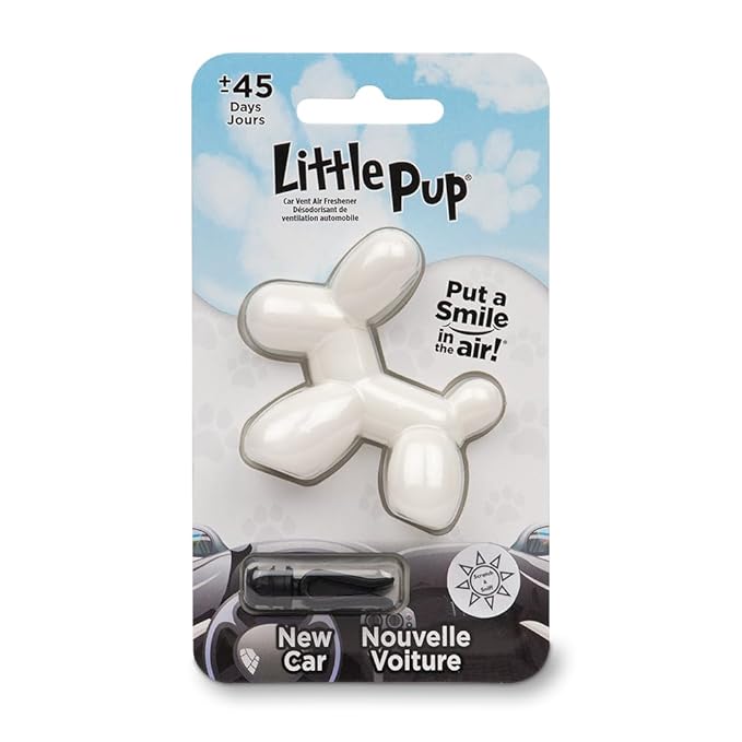 Little Pup 96601 New Car Scent Car Air Freshener Clip Provides Long-Lasting Freshness in a Compact Design, Fights Odors for up to 45 Days, Cute Car Odor Eliminator, Non-Toxic, Pack of 4