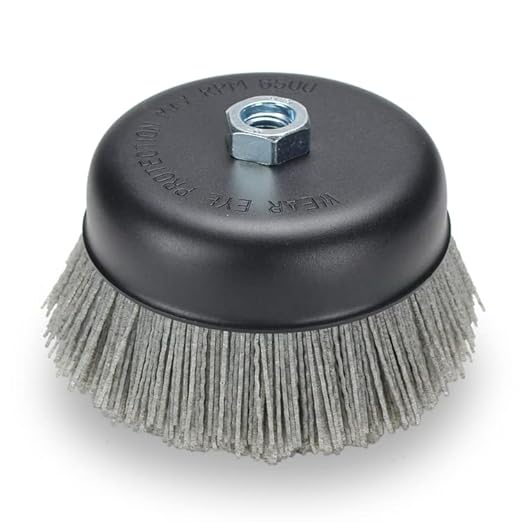 BHA 6" Abrasive Filament Nylon Bristle Cup Brush, 5/8"-11 Thread Arbor - Gray (80 Grit)