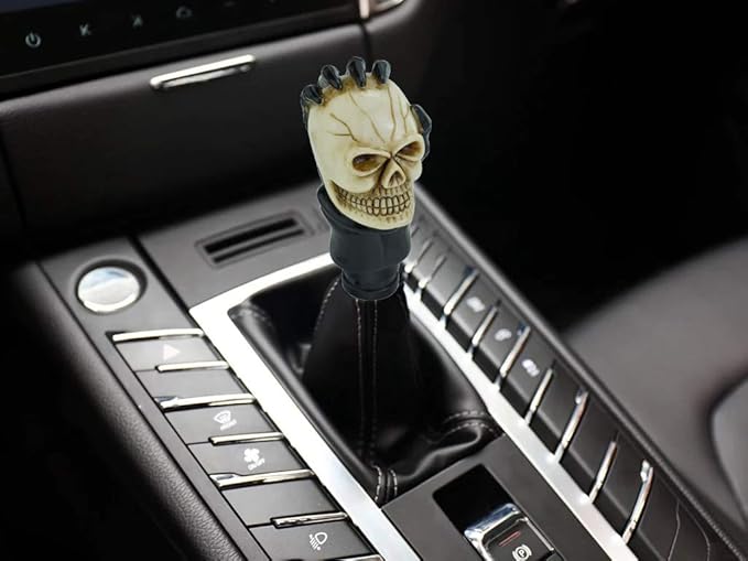 Lunsom Skull Shifter Knob Hand Bone Resin Car Transmission Shifter Stick Handle Head Fit Automatic Manual Vehicle (Black White)