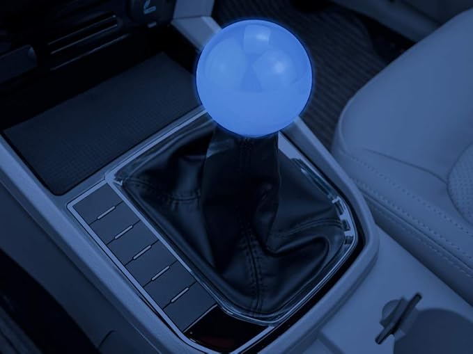 Lunsom Round Shift Knob, Ball Shape Gear Shifter Lever Head Shift Ball Car Stick Handle Fit Most Automatic Manual Transmission Vehicle (M8x1.25, Fluorescent Blue)