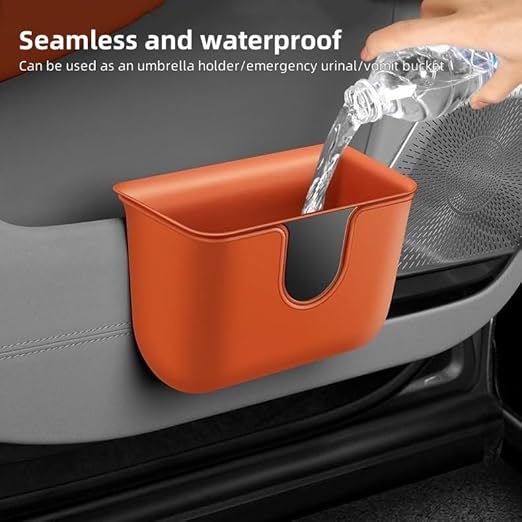 Car Trash Can Storage Pockets - 100% Leak-Proof Organizer,Car Seat Back and Door Hanging Storage,Two Levels Above and Below (Black)