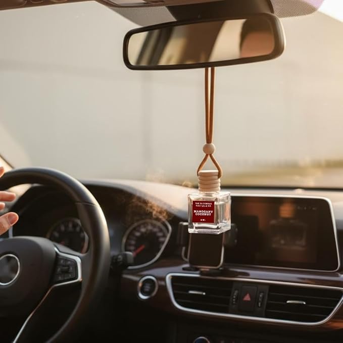 Car Air Hanging Fragrance Oil 2 Pack, Auto Freshener, Essential Oil Diffuser for Cars, Long Lasting Aroma Women Gift, Made in USA, Odors Eliminator, Interior Decor | ICED VANILLA WOODS - 8 ML