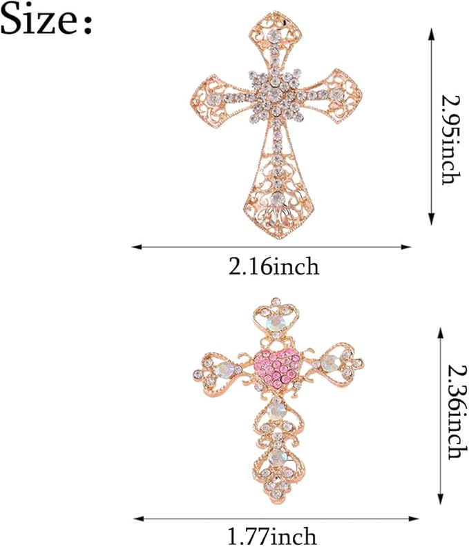 ZOSTLAND Rhinestone Car Decorative Clip,Car Air Fresheners,Metal Vent Clip,Bling Auto Air Vent,Personalized Automotive Interior Decoration Accessories,Auto Decor Gift for women,men (2pcs Cross)