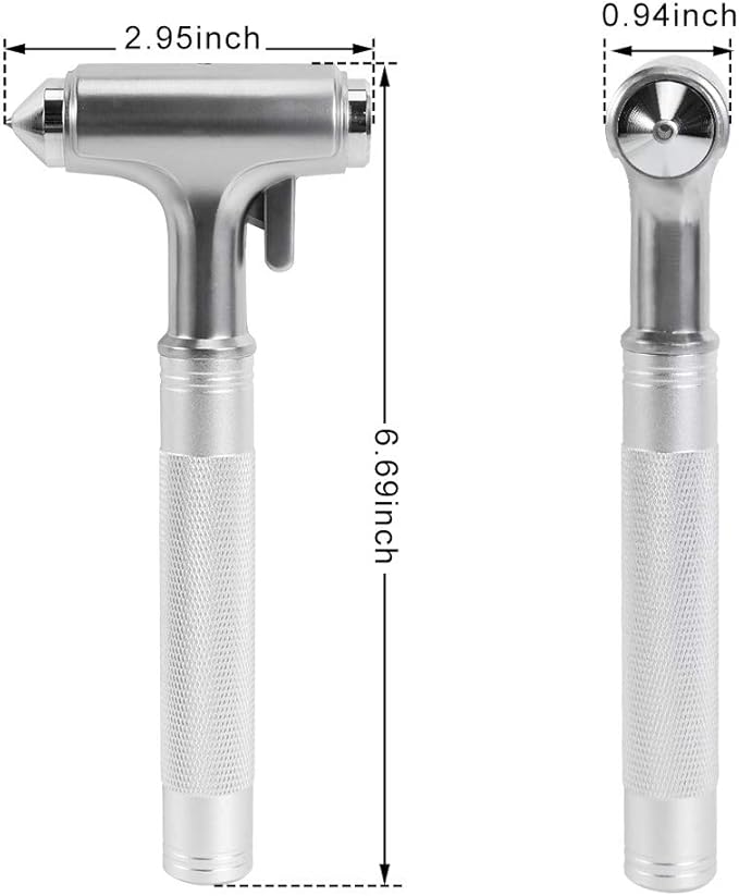 Car Safety Hammer, Fireproof Metal Emergency Escape Hammer with Hard Alloy Head Window Breaker and Seat Belt Cutter, Aluminium Alloy Emergency Escape Tool for Car Accidents