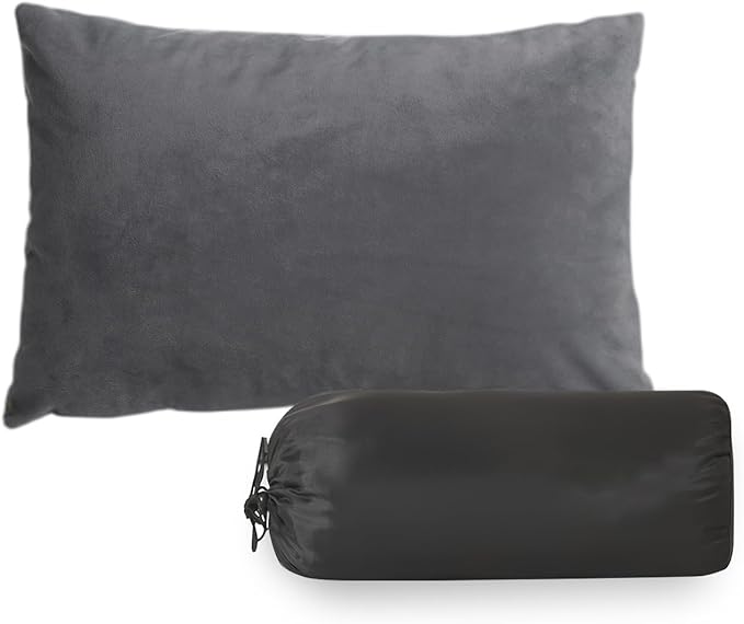 Travel Pillow Compressible Camping Pillow,Compressible Medium Firm, Breathable Cover,Machine Washable,Shredded Memory Foam Pillow Compact Firm Supportive for Adults Kids Outdoor Hiking