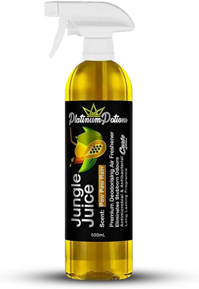 Water-Based Car Air Freshener Spray | Premium Automotive Deodorizer | Mold-Resistant Formula | Eliminates Odors and Refreshes Vehicle Interior | 17 fl oz | Jungle Juice