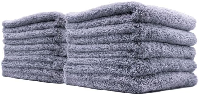 Ethos Plush 470 Microfiber Towels for Cars - Premium Car Detailing Towels- Edgeless Ultrasoft Micro Fiber Cloth for Car Wash, Interior & Exterior (10 Pack - Speed Gray 470GSM)