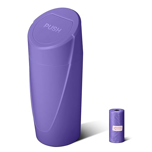 Car Trash Can Bin with Lid - Car Garbage Can Cup Holder - Purple Mini Leakproof Vehicle Garbage Bin with 20pcs Trash Bags-Automotive Organizers and Storage for Front Back Seat Accessories