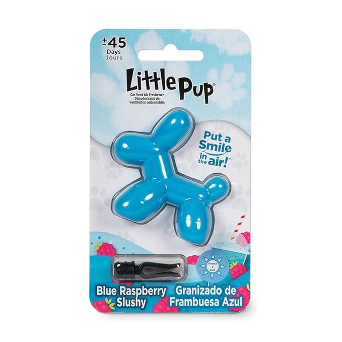 Little Pup 96613-6PK Blue Raspberry Slushy Scent Car Air Freshener Clip Provides Long-Lasting Freshness in a Compact Design, Fights Odors for up to 45 Days, Cute Car Odor Eliminator, Pack of 6