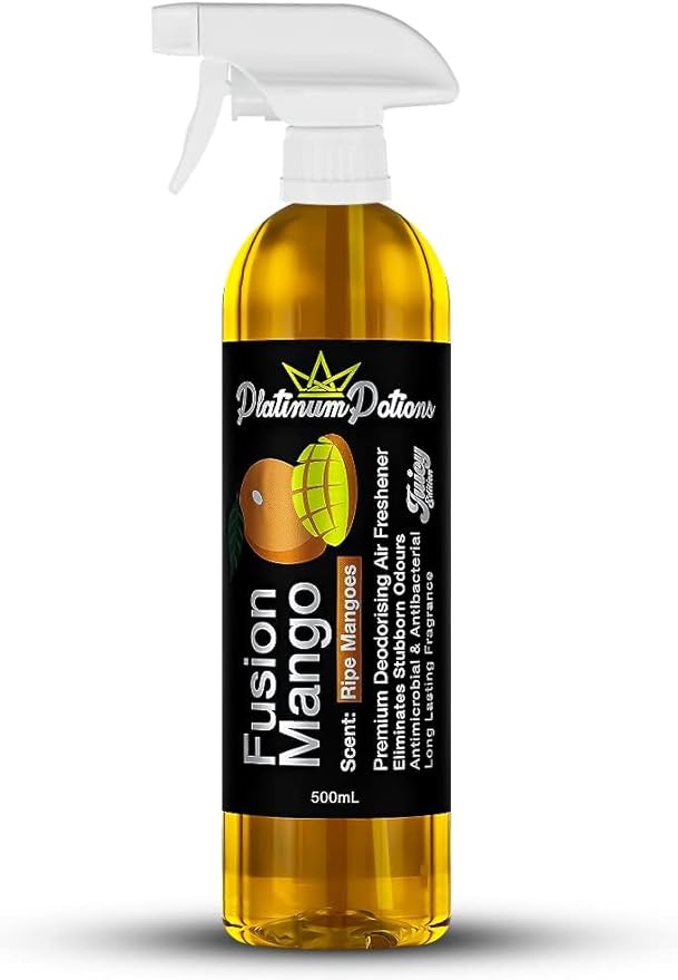 Water-Based Car Air Freshener Spray | Luxury Automotive Deodorizer | Mold-Resistant Formula | Eliminates Odors and Refreshes Vehicle Interior | 17 fl oz | Fusion Mango