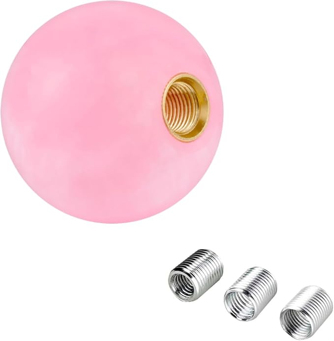 Lunsom Ball Shape Gear Knob Round Shift Head Car Transmission Stick Handle Fit Automatic Manual Vehicle (M8x1.25, Pink-1)