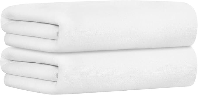JML Microfiber Bath Towels for Adult, Large Bathroom Towel Set of 2, Oversized, Soft, Super Absorbent Fast Drying for Shower Sauna Swimming Hair Wrap, Beach, Sport, Fitness, Yoga, 30" x 60" (White)