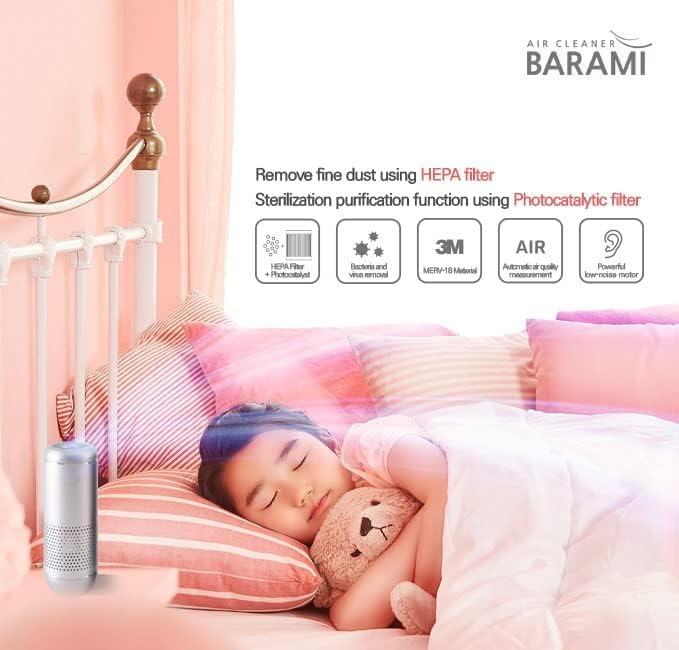 BARAMI-5_black | Portable Car Air Purifier - Photocatalytic &HEAPA filter, Air Freshener for Car, Home, Bedroom, Office, Travel etc. | Pet Odor Eliminator | Removes PM2.5 Dust,Smoke,Car Odor