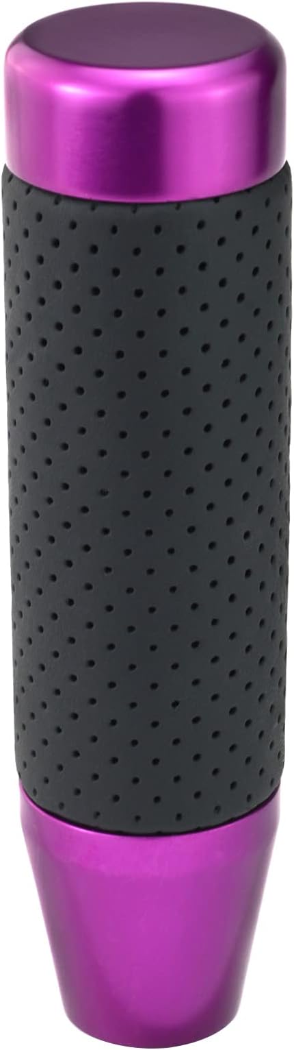 Lunsom Aluminum Alloy Car Gear Shifter Head Black Leather Long Stick Shift Handle Knob Fit Most Manual Transmission Vehicle (Purple 13)