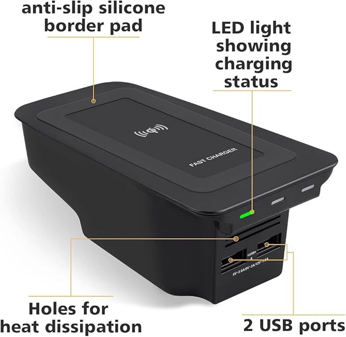Car Wireless Phone Charger for Volvo 2017-2025 XC90 XC60 S90 S60 V90 V60 2025 2024 2023 2022 2021 2020 2019 2018 2017 Center Console Accessories Charging Pad