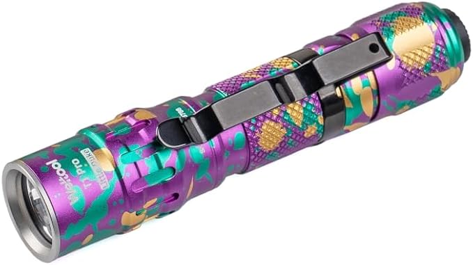 Weltool T1 Pro Mini Flashlight with Pocket Clip,Throwing Distance 313 Meters, 24,500 Candela for EDC,Hiking,Camping,Emergency Lighting (Colorful)