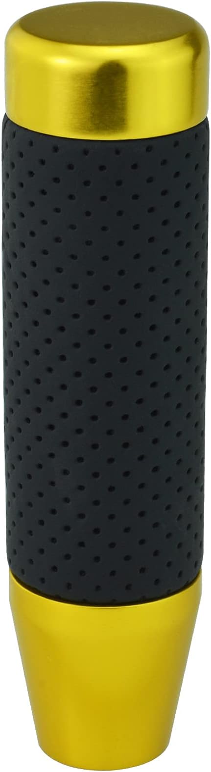 Lunsom Aluminum Alloy Car Gear Shifter Head Black Leather Long Stick Shift Handle Knob Fit Most Manual Transmission Vehicle (Gold 13)