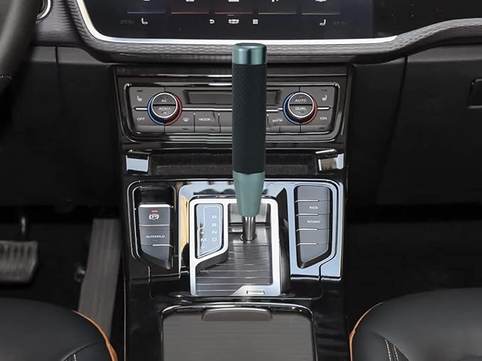 Lunsom Weighted Shifter Knob, Leather Aluminum Alloy Long Shift Knob Stick Handle Shifting Lever Head Gear Knob Fit for Most Manual Transmission Vehicle (Titanium)